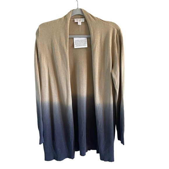 Belle by Kim Gravel Sweaters - NWT Belle by Kim Gravel Cardigan Sz small Rayon Dip Dye Open cardigan tan gray